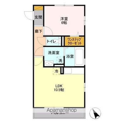 プリモフィオーレ[1LDK/42m2]の間取図