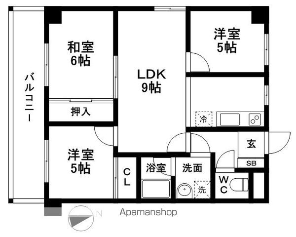 【ライオンズマンション西公園第６の間取り】