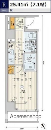 Ｂ　ＣＩＴＹ　ＴＡＢＡＴＡ　ＳＫＹＣＯＵＲＴ[1K/25.41m2]の間取図