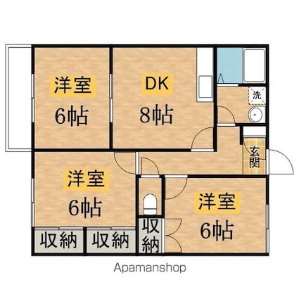 ＯＭＴＥＲＲＡＣＥ日野[3DK/60.28m2]の間取図