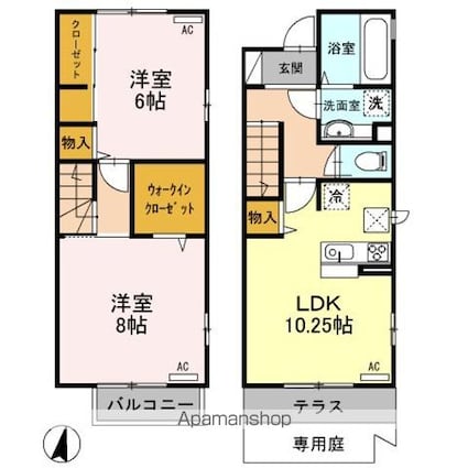 エクセル　Ａ棟[2LDK/65.59m2]の間取図