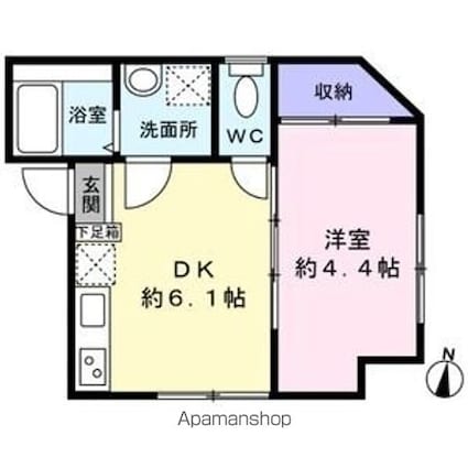 カーサ本木[1R/22.02m2]の間取図
