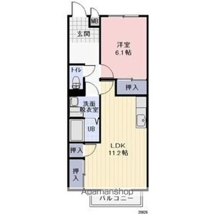 サプリング上山田Ａ[1LDK/45.64m2]の間取図