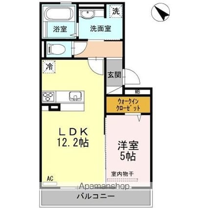 ボヌール[1LDK/43.93m2]の間取図