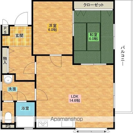 カサド・エムズ[2LDK/60.96m2]の間取図
