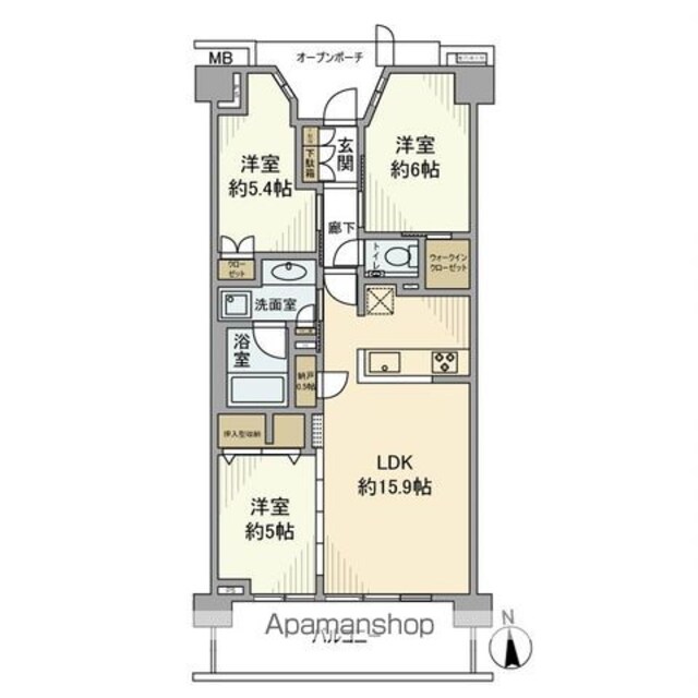 プラウド練馬中村橋マークス[3LDK/70.59m2]の間取図