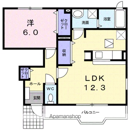 カルムＢ棟[1LDK/45.99m2]の間取図