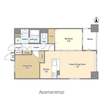 レクセルマンション上野松が谷[1SLDK/62.41m2]の間取図