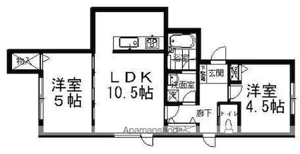 メロディ松原[2LDK/55.85m2]の間取図