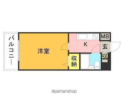 ラ・レジダンス・ド・ミディー[1K/19.6m2]の間取図