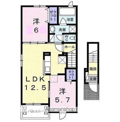 レガート春日Ⅰ[2LDK/56.68m2]の間取図