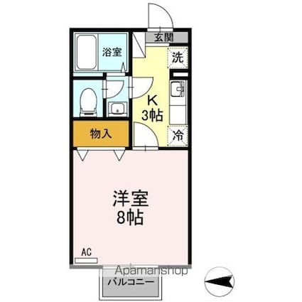 コンフォート松森[1K/26.71m2]の間取図
