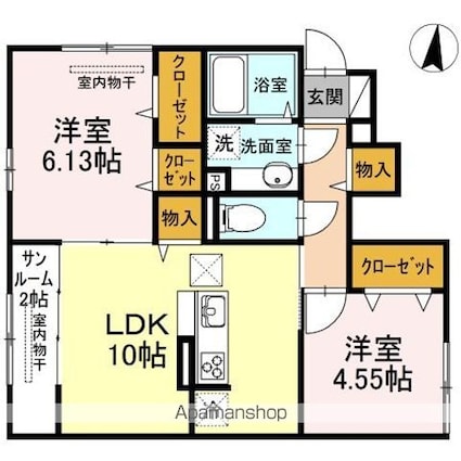 グレイスパール平和台[2LDK/54.64m2]の間取図