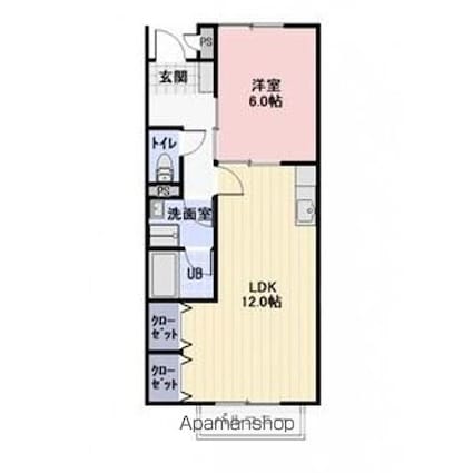 愛知県一宮市三ツ井６丁目[2DK/45.5m2]の間取図
