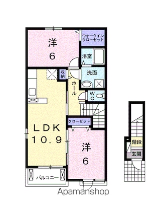 シャングリラＡ[2LDK/57.21m2]の間取図