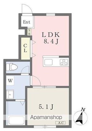 ＢＥＬＧＲＡＶＩＡ　ＹＡＮＡＩＭＡＣＨＩ　ＰＲＥＭＩＵＭ[1LDK/31.6m2]の間取図