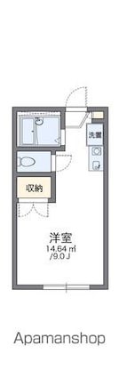 レオパレスリヴェール杉原[1K/19.96m2]の間取図
