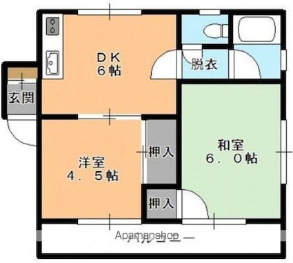 広島県広島市中区舟入南１丁目[2DK/40m2]の間取図