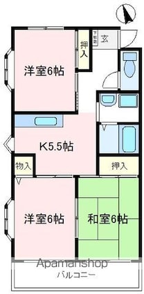 エクセル狭山（狭山）[3K/55.45m2]の間取図