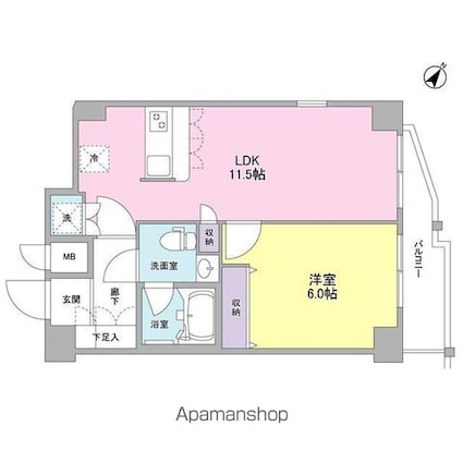 ジェイフラッツ初台[1LDK/39.24m2]の間取図