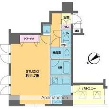 カスタリア北上野[1R/35.89m2]の間取図