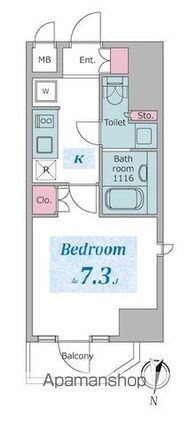 ドゥーエ日暮里[1K/25.28m2]の間取図