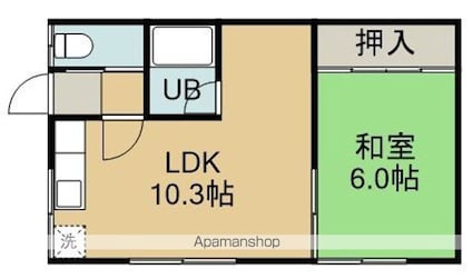 ハイツエーコーＮｏ．１（ハイツエーコーナンバーワン）[1LDK/38.66m2]の間取図