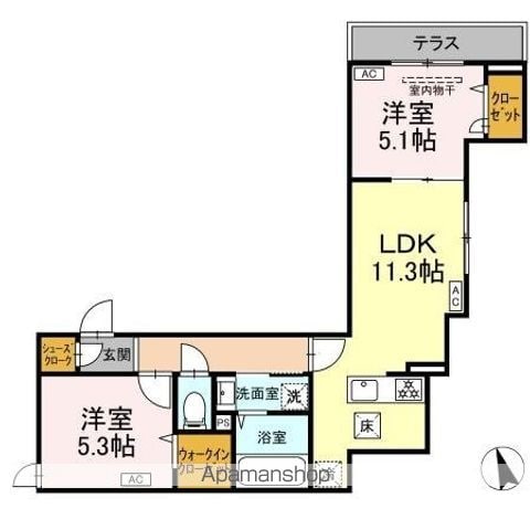 【（仮）ＤーＲＯＯＭ四つ木１丁目の間取り】