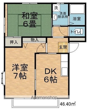 ジュネス杏花Ａ[2DK/46.4m2]の間取図