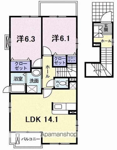 【八王子市片倉町のアパートの間取り】