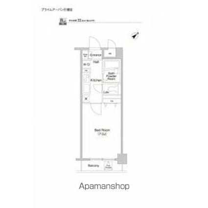 ザ・レジデンス行徳Ⅲ[1K/22.91m2]の間取図