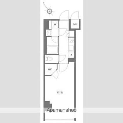 ケーディーエックスレジデンス豊洲[1K/25.95m2]の間取図