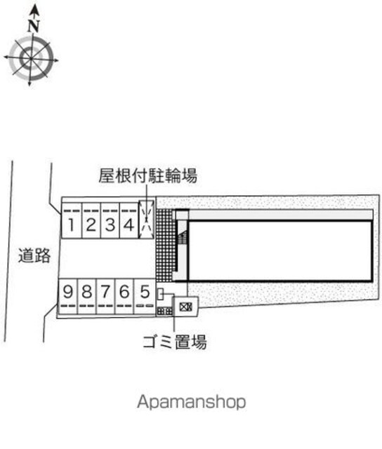 レオパレスひつかわ[1K/22.08m2]の配置図