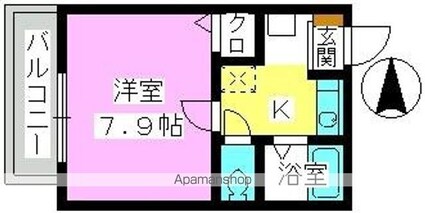 レグラス９８[1K/24.39m2]の間取図