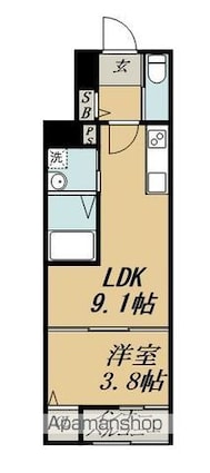 Ｇｒｏｗｔｈ　ＫｉｂａｎａⅡ[1LDK/36.22m2]の間取図