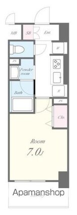 カサ・フェリーチェ[1K/25.13m2]の間取図
