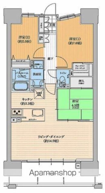 クラースタワー松山駅前[3LDK/73.03m2]の間取図