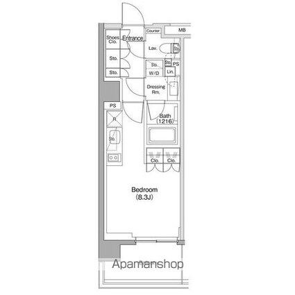 ザ・パークハビオ碑文谷[1R/26.31m2]の間取図
