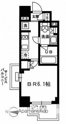 レジディア新宿イーストⅢ[1K/20.54m2]の間取図
