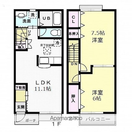 カーサ　ＶＩ[2LDK/60m2]の間取図