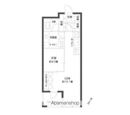 パークキューブ銀座イースト[1LDK/40.08m2]の間取図