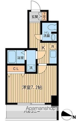 ＫＤＸレジデンス立川[1K/26.05m2]の間取図