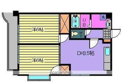 サザンコートＶ[2DK/43.74m2]の間取図