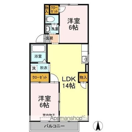 サンロード二重堀　Ｂ棟[2LDK/56.08m2]の間取図