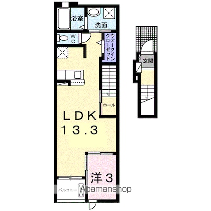 桜庵　Ａ[1LDK/41.73m2]の間取図