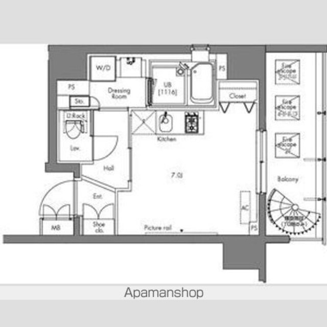 プラウドフラット隅田リバーサイド[1R/24.3m2]の間取図