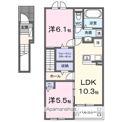 ベル　シエルメール　Ⅲ[2LDK/58.6m2]の間取図