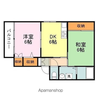 広島県福山市三吉町４丁目[2DK/45.4m2]の間取図