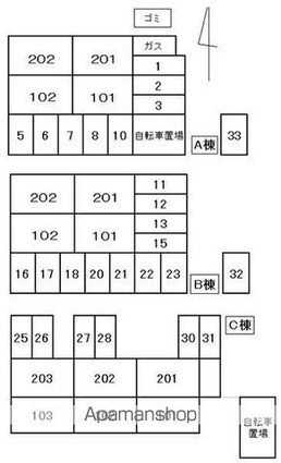 センチュリー香西Ｃ棟[2DK/50.42m2]の配置図