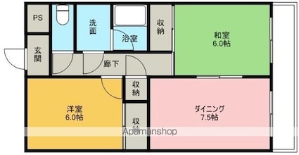 和歌山県和歌山市福島[2DK/45m2]の間取図